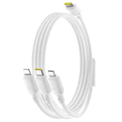 Baseus - Data Καλώδιο Silky (p10377706213-00) - Fast Charge, Type-C To Micro-USB, Lightning, USB-C, 100w, 1.5m - Moon White