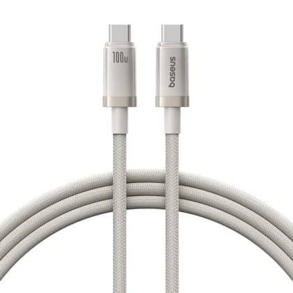 Baseus - Data Καλώδιο (p10378100g21-00) - Type-C, Fast Charging, Pd100w, 480mbps, E-Mark Smart Chip, 1m - Galaxy Titanium Gold