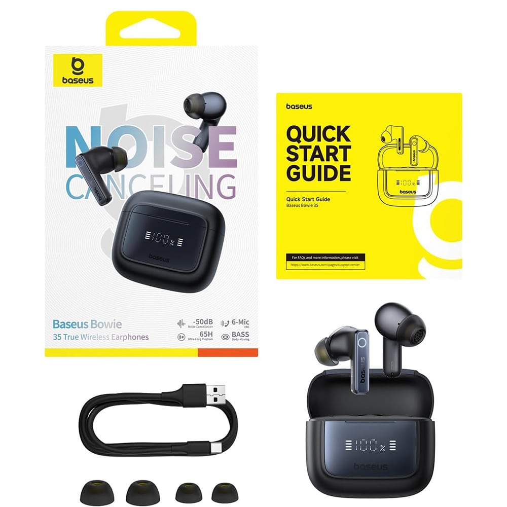 Baseus - Wireless Earbuds Bowie 35 (a00073800123-00) - True Wireless, Bluetooth V5.3, 6-Mic Enc, Ipx4 - Black - Image 9