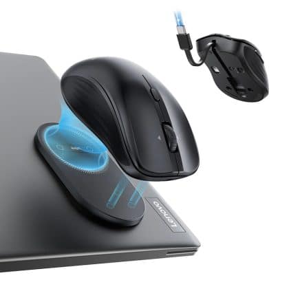ESR Magmouse ασύρματο ποντίκι σε μαύρο χρώμα με ενσωματωμένο καλώδιο USB-C