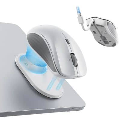 ESR MagMouse λευκό ασύρματο ποντίκι με ενσωματωμένο καλώδιο USB-C