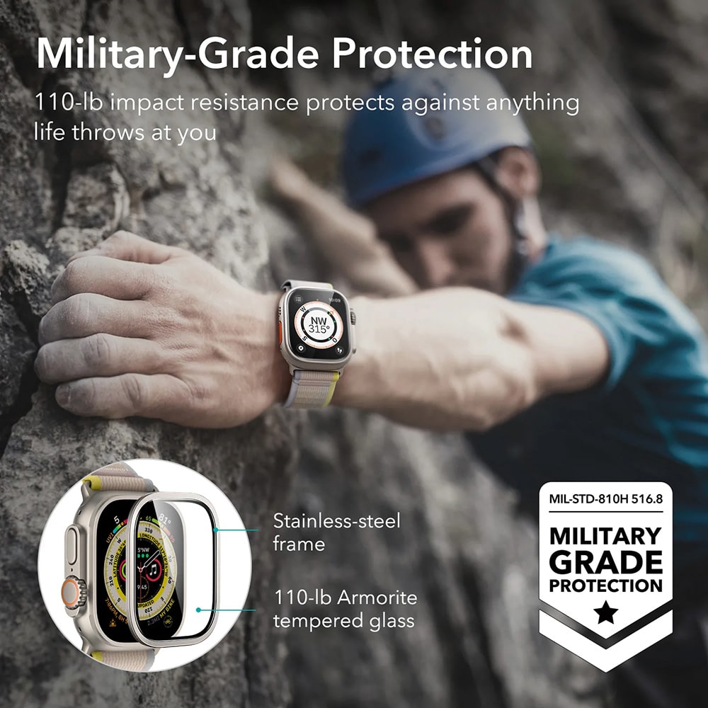 ESR - Armorite Screen Protector (2 Pack) - Apple Watch Ultra / Ultra 2 / Ultra 3 - Titanium - Image 3