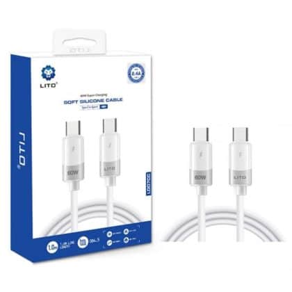 Lito - Data Καλώδιο Liquid Silicone (ld07) - Type-C To Type-C, Fast Charging 60w, Anti-Freeze, Anti-Fire - White