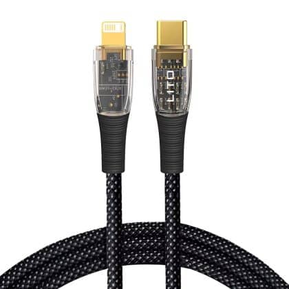 Lito - Data Καλώδιο Transparent (ld01) - Type-C To Lightning, Fast Charging 27w, Braided, Gold Plated Interface, 1.2m - Black