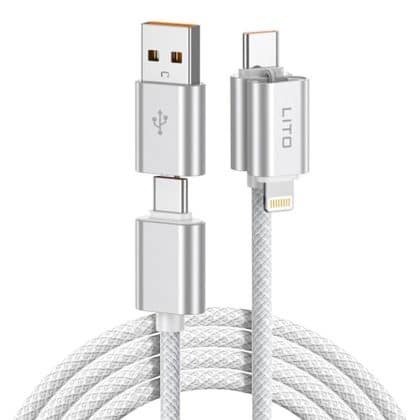 Lito - Data Καλώδιο Magnetic 4in1 (ld21) - 5a High Current, 100w Fast Charging, Magnetic Design, Built-In Smart Chip - White