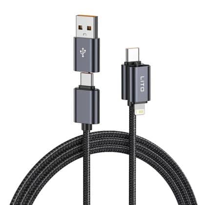 Lito - Data Καλώδιο Magnetic 4in1 (ld21) - 5a High Current, 100w Fast Charging, Magnetic Design, Built-In Smart Chip - Black