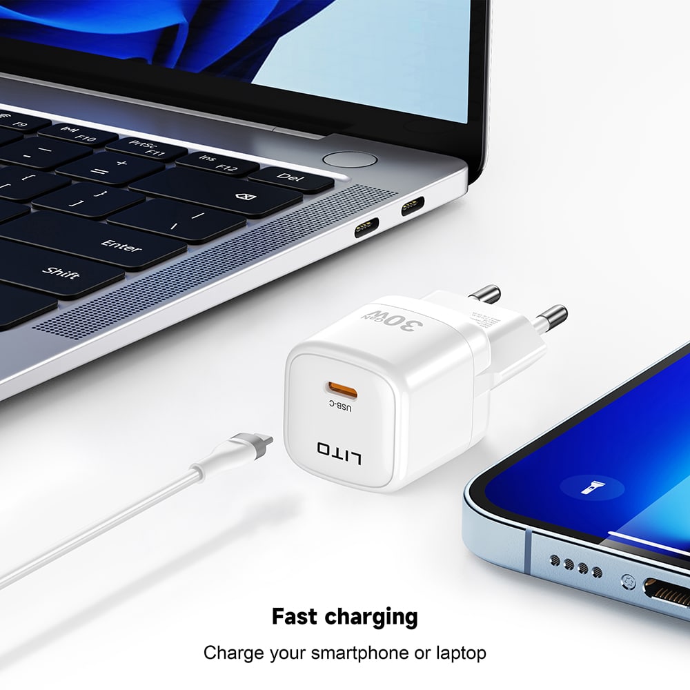 Lito - Wall Charger (lc11) - Type-C Output, Pd30w, Gan, Real Time Protection, Eu Plug - Black - Image 9