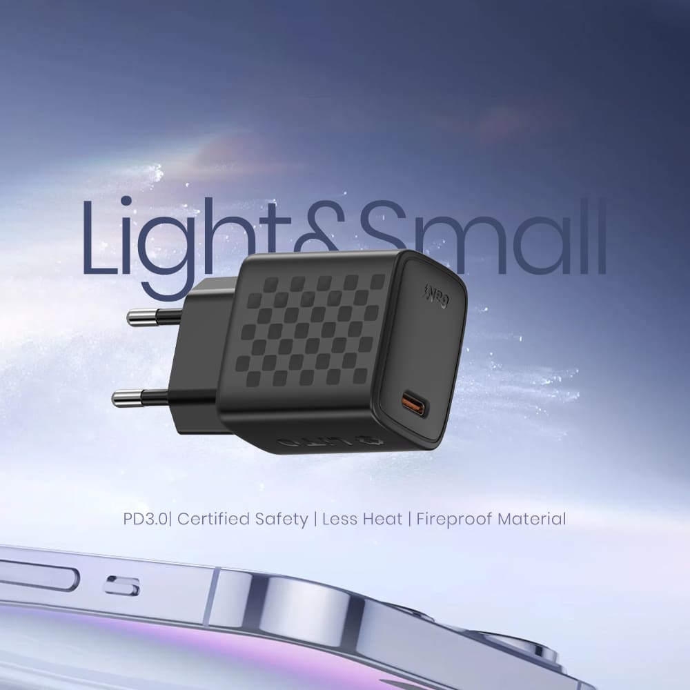 Lito - Wall Charger (lc17t) - With Type-C Καλώδιο Inluded, Type-C Output, Pd30w, Gan, Pc Fireproof, Eu Plug - Black - Image 2