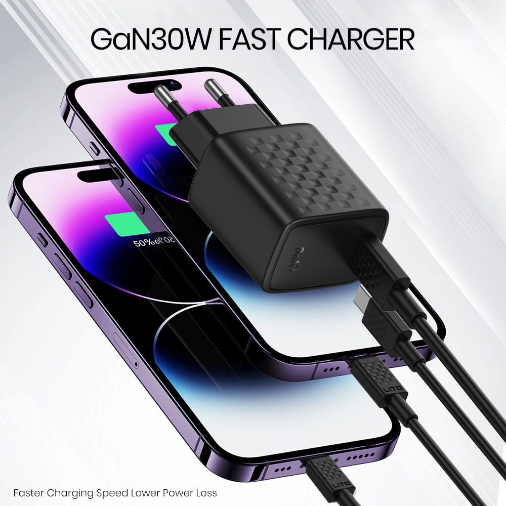 Lito - Wall Charger (lc17t) - With Type-C Καλώδιο Inluded, Type-C Output, Pd30w, Gan, Pc Fireproof, Eu Plug - Black - Image 5