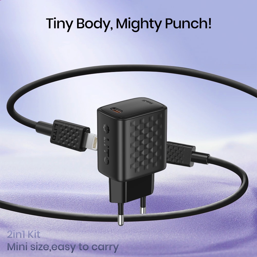 Lito - Wall Charger (lc17l) - With Lightning Καλώδιο Included, Type-C Output, Pd30w, Gan, Pc Fireproof, Eu Plug - Black - Image 2
