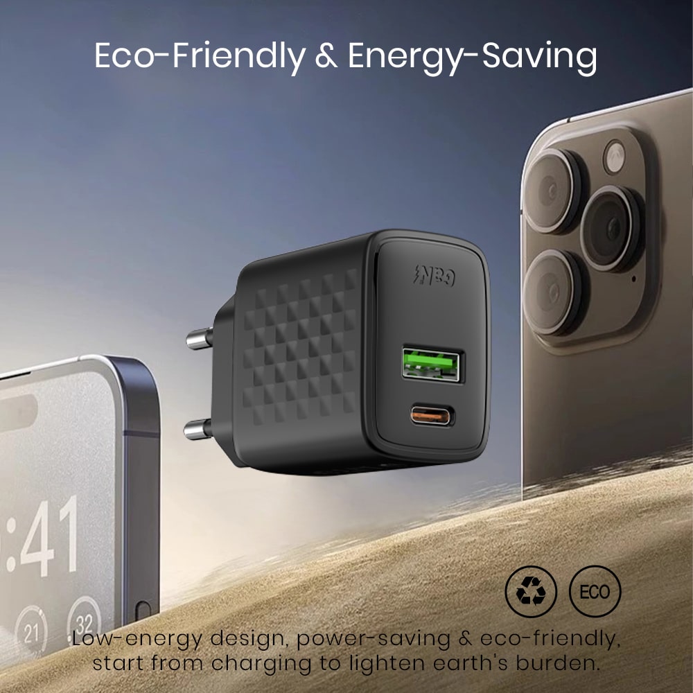 Lito - Wall Charger (lc15) - Type-C, USB Output, Pd20w, Gan, Pc Fireproof, Eu Plug - Black - Image 5