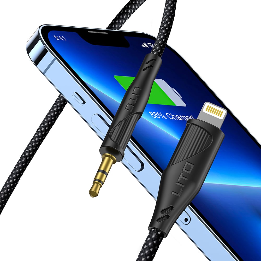 Lito - Audio Καλώδιο Adapter (la02) - Jack To Jack 3.5mm, Zero Signal Loss, Nylon-Braided, 1m - Black - Image 4