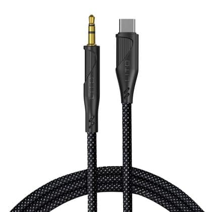 Lito - Audio Καλώδιο Adapter (la02) - Type-C To Jack 3.5mm, Zero Signal Loss, Nylon-Braided, 1m - Black