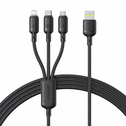 Baseus - Data Καλώδιο (p10377705123-00) - Fast Charge, USB To USB-C, Lightning, Micro-USB, 100w, 480mbps, 1.5m - Black