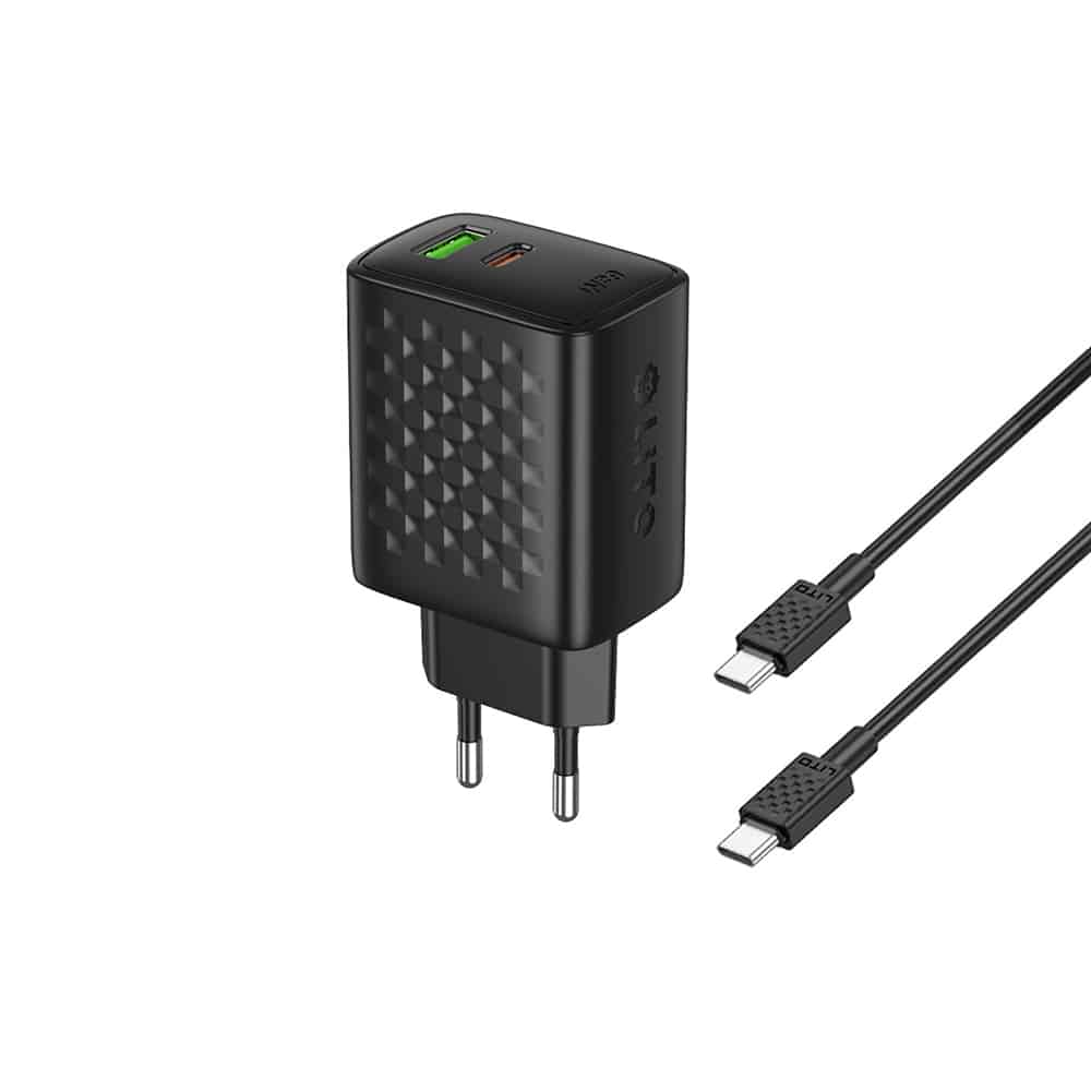 Lito - Wall Charger (lc24t) - With Type-C Καλώδιο Included, Type-C, USB Output, Pd65w, Gan, Pc Fireproof, Eu Plug - Black - Image 2