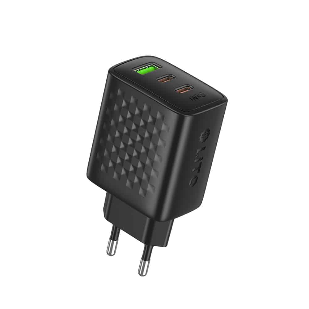Lito - Wall Charger (lc25) - 2x Type-C, USB Output, Pd65w, Gan, Pc Fireproof, Eu Plug - Black - Image 2