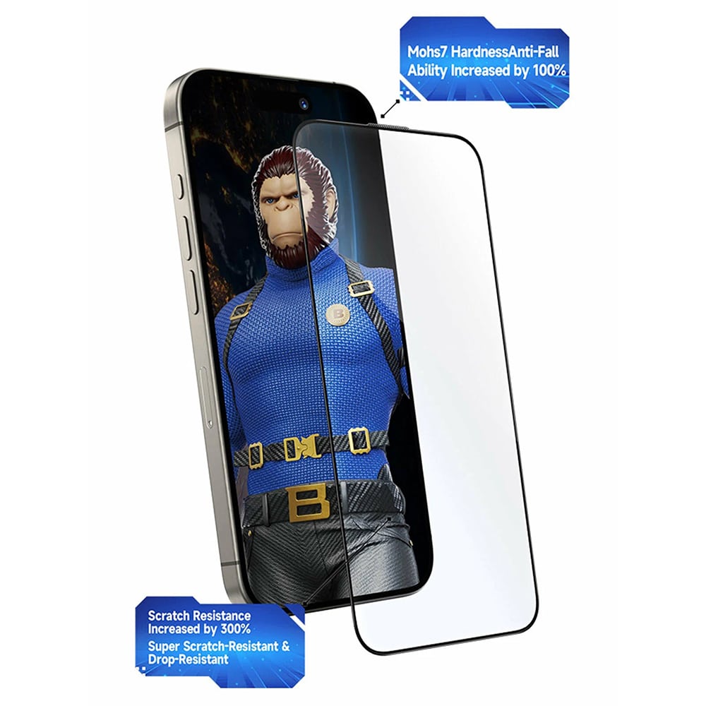 Blueo - Κρύσταλλο Αντίκρουση Με Εφαρμογέα - iPhone 16 Pro / iPhone 17 / iPhone 17 Pro - Μαύρο - Image 6