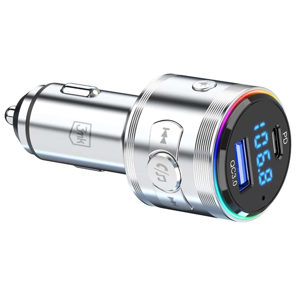 3mk Hyper Car Power Transmitter 48w Qc Pd Pps USB-C/usb-A Με Μεταδότης Ήχου Ασημί - Image 2