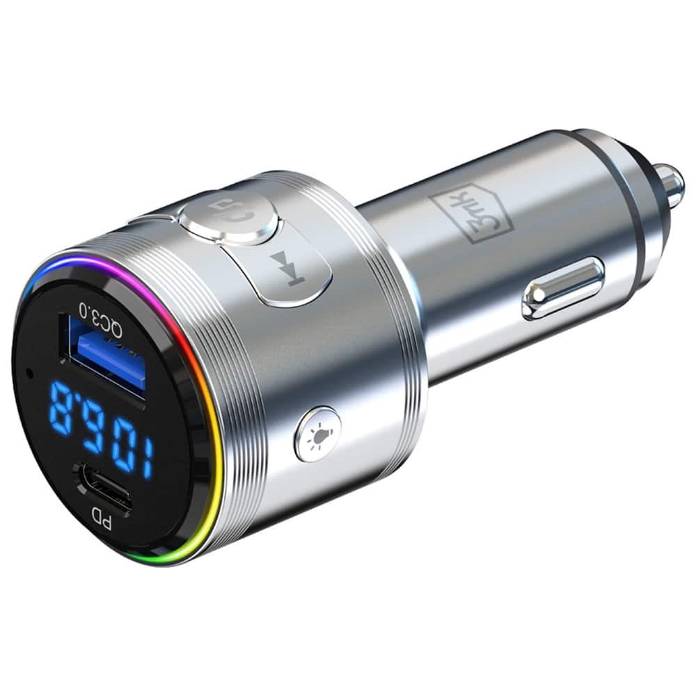 3mk Hyper Car Power Transmitter 48w Qc Pd Pps USB-C/usb-A Με Μεταδότης Ήχου Ασημί - Image 4
