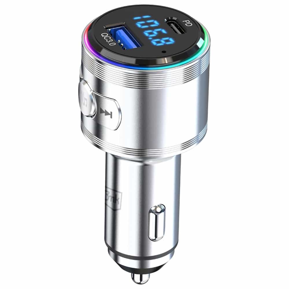 3mk Hyper Car Power Transmitter 48w Qc Pd Pps USB-C/usb-A Με Μεταδότης Ήχου Ασημί - Image 5