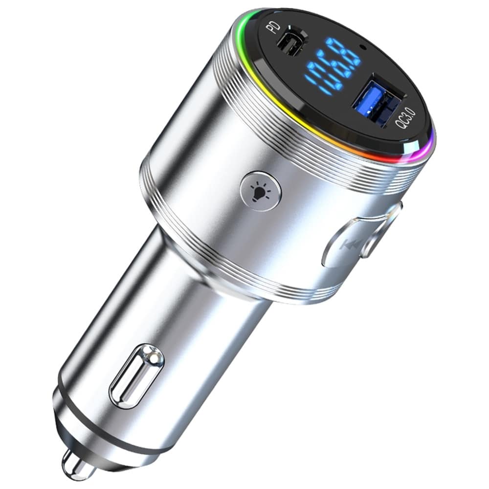 3mk Hyper Car Power Transmitter 48w Qc Pd Pps USB-C/usb-A Με Μεταδότης Ήχου Ασημί - Image 7