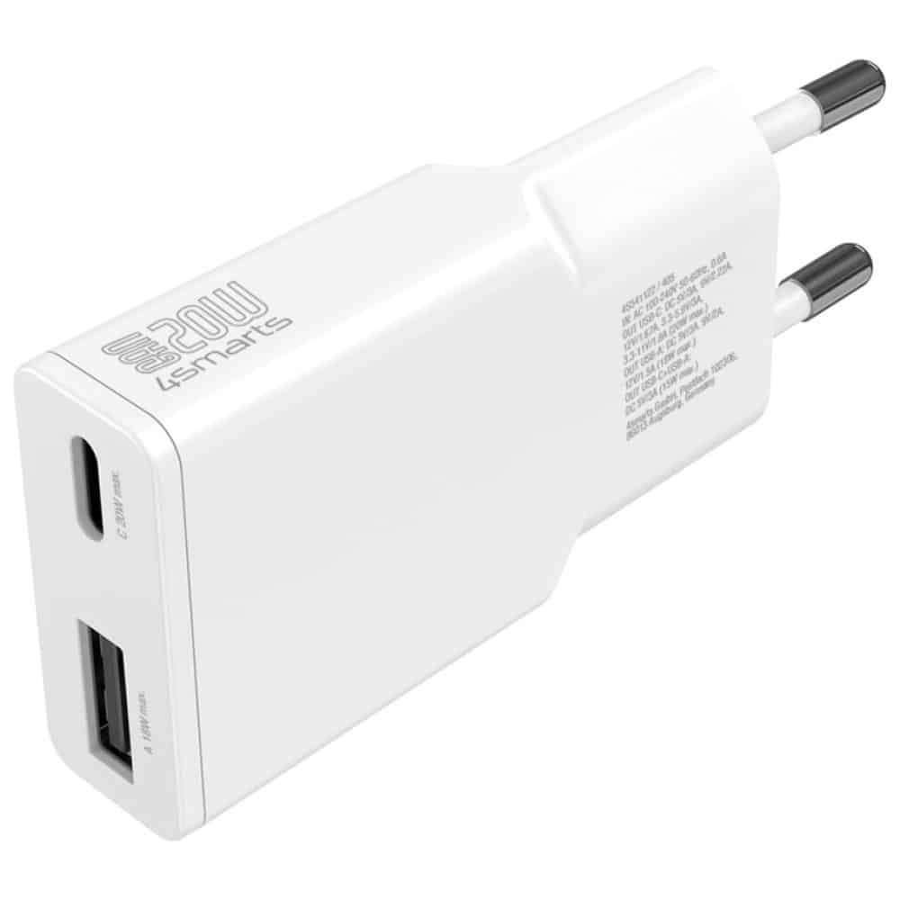 Φορτιστής Τοίχου 4smarts Pdplug Slim Duos 20w Gan USB-C+usb-A Με Καλώδιο USB-C 1.5m Λευκό - Image 2