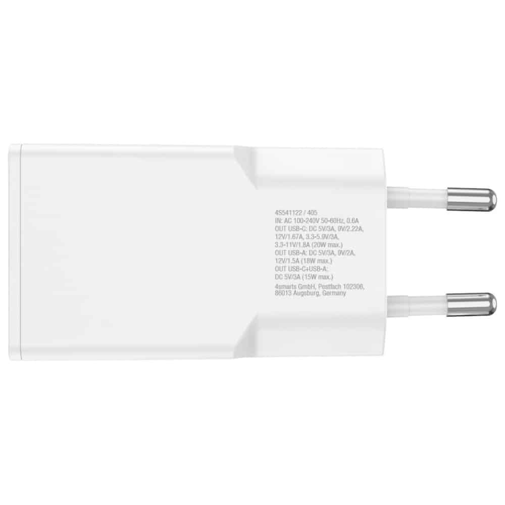 Φορτιστής Τοίχου 4smarts Pdplug Slim Duos 20w Gan USB-C+usb-A Με Καλώδιο USB-C 1.5m Λευκό - Image 3