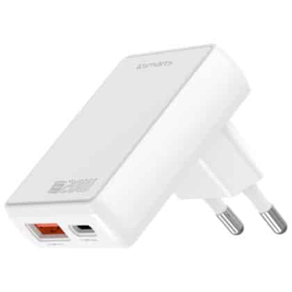 Φορτιστής Τοίχου 4smarts Flatplug Duos 20w Gan USB-C + USB-A Λευκός