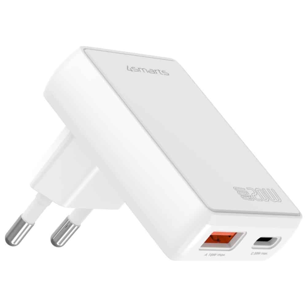 Φορτιστής Τοίχου 4smarts Flatplug Duos 20w Gan USB-C + USB-A Λευκός - Image 3
