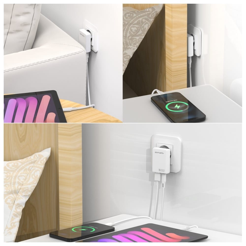 Φορτιστής Τοίχου 4smarts Flatplug Duos 20w Gan USB-C + USB-A Λευκός - Image 6