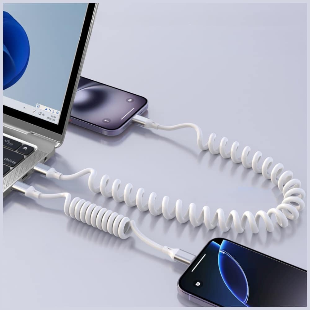Καλώδιο 4smarts Σπειρωτό USB-C Σε USB-C 100w Λευκό - Image 3