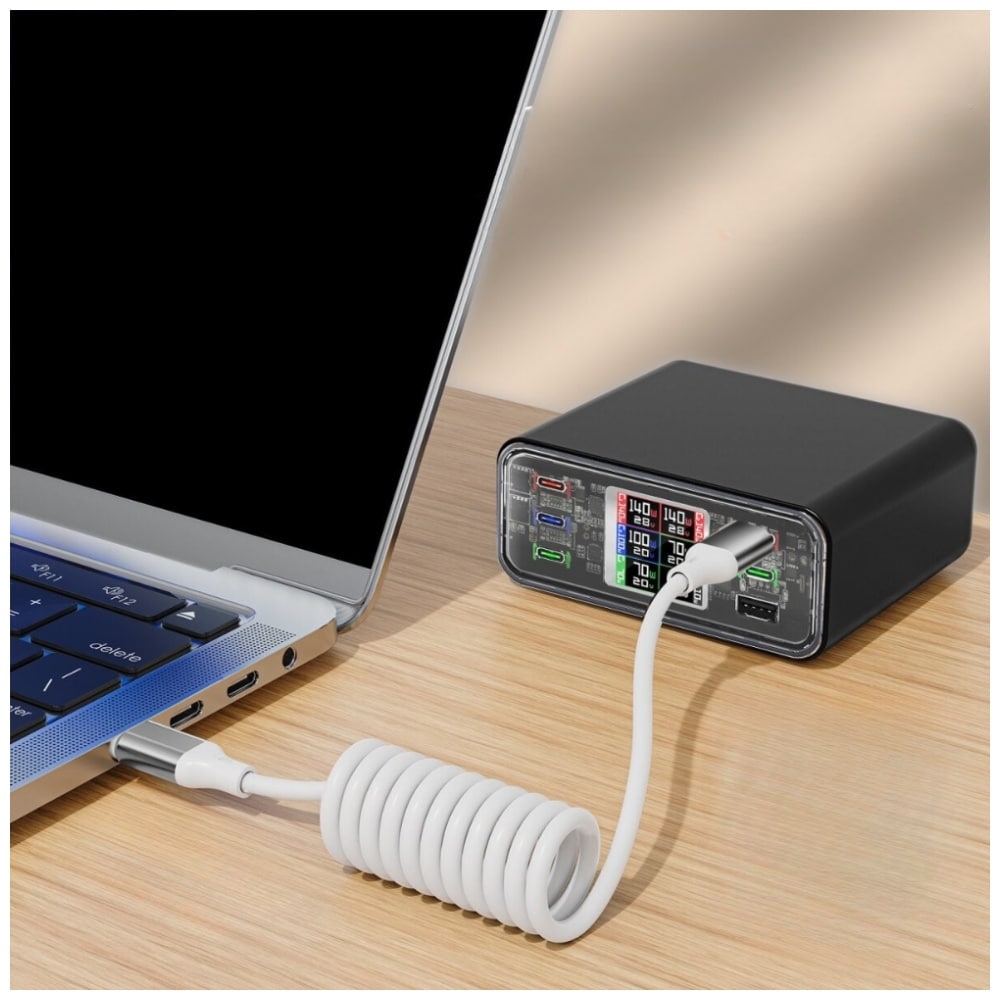 Καλώδιο 4smarts Σπειρωτό USB-C Σε USB-C 100w Λευκό - Image 4