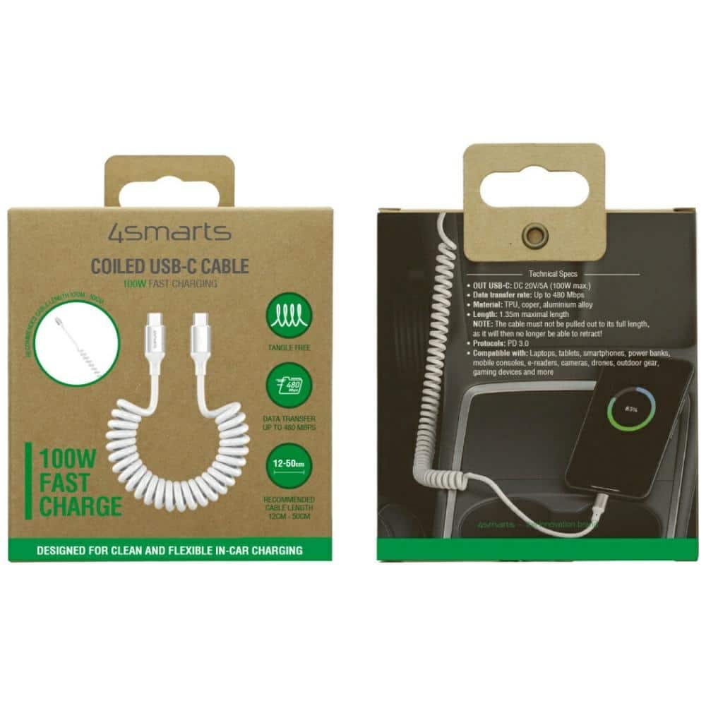 Καλώδιο 4smarts Σπειρωτό USB-C Σε USB-C 100w Λευκό - Image 7