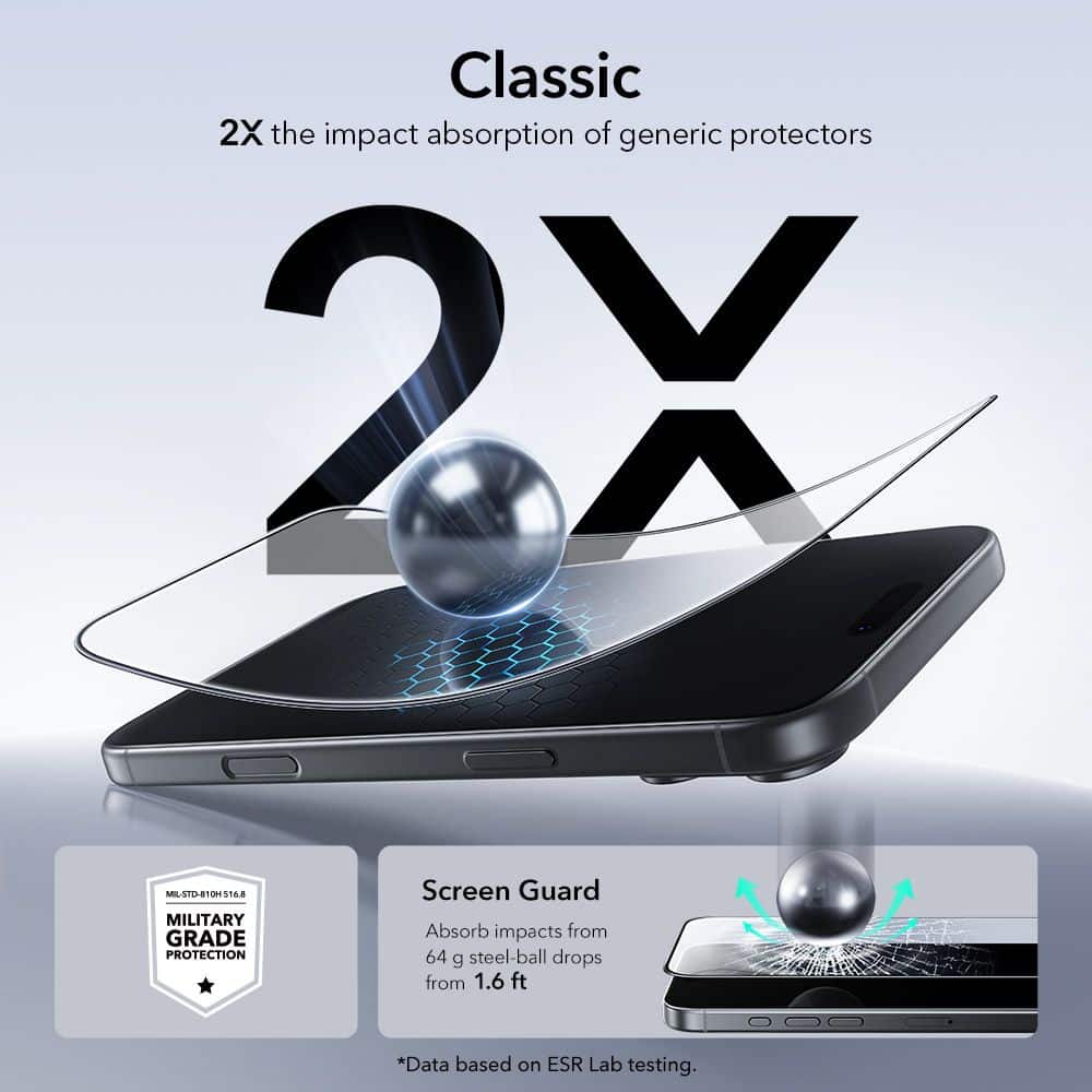ESR Ultrafit Tempered Glass 2-Pack iPhone 17 Pro Max Clear - Image 4