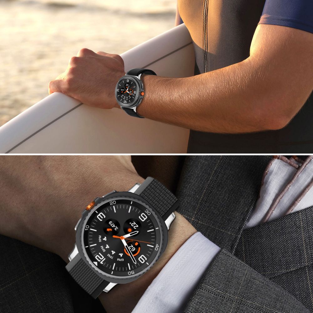Tech-Protect Nylon Stripe Samsung Galaxy Watch 8 / Classic (40 / 44 / 46 Mm) Black/orange - Image 7