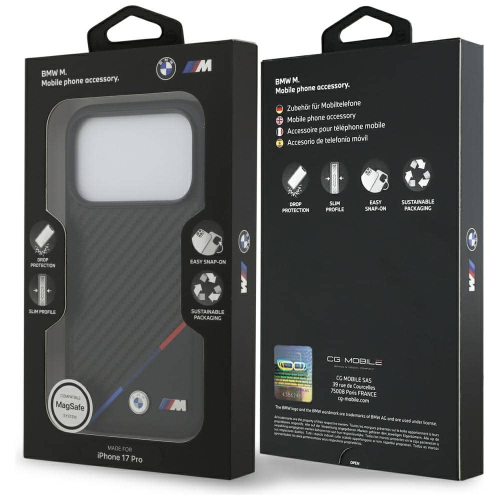 Θήκη Bmw M Carbon Tricolor Line Magsafe Για iPhone 17 Pro Μαύρη - Image 8
