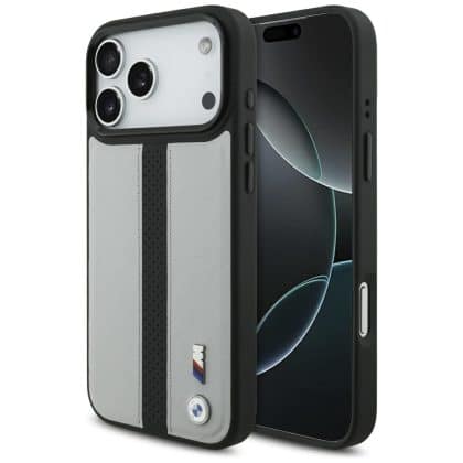 Θήκη Bmw M Perforated Stripe Logo Magsafe Για iPhone 17 Pro Max Γκρι