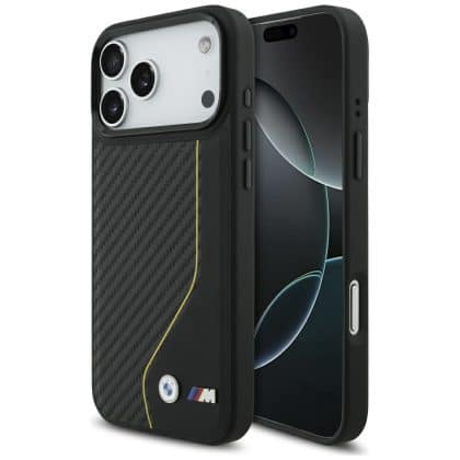 Θήκη Bmw M Carbon Line & Logo Magsafe Για iPhone 17 Pro Max Κίτρινη