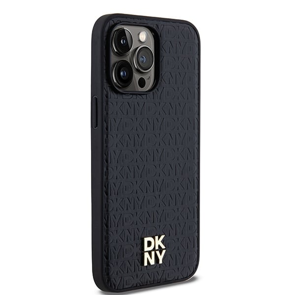 DKNY Leather Monogram Pattern Metal Logo MagSafe - θήκη για Apple iPhone 14 Pro Max - Μαύρο - Image 4