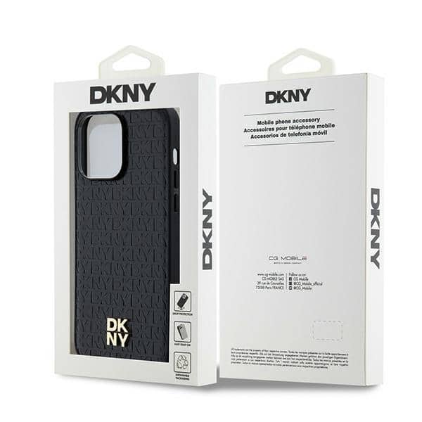 DKNY Leather Monogram Pattern Metal Logo MagSafe - θήκη για Apple iPhone 14 Pro Max - Μαύρο - Image 8