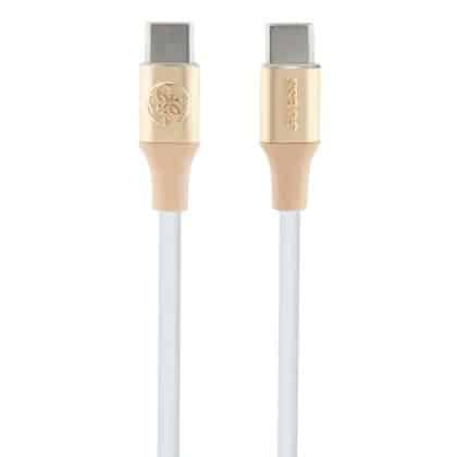 Guess Καλώδιο USB-C - USB-C 1.5m Γρήγορη Φόρτιση Χρυσό Με Ανάγλυφο Λογότυπο