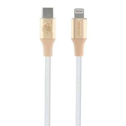 Καλώδιο Guess Gulmarg USB-C - Lightning 1,5μ Γρήγορης Φόρτισης Χρυσού Χρώματος Με Μπρελόκ Λογότυπο