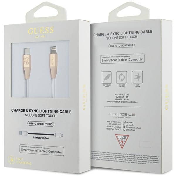 Καλώδιο Guess Gulmarg USB-C - Lightning 1,5μ Γρήγορης Φόρτισης Χρυσού Χρώματος Με Μπρελόκ Λογότυπο - Image 2