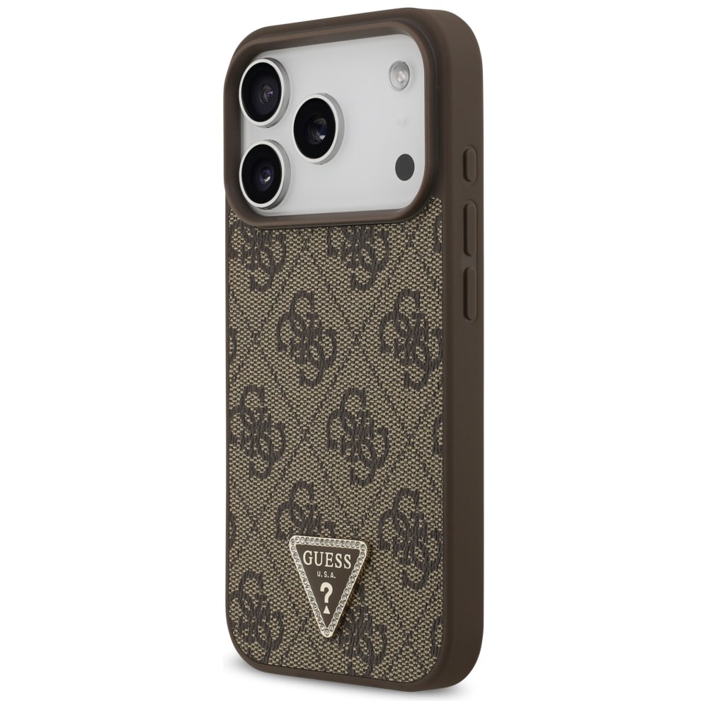 Guess Δερμάτινη Θήκη 4g Triangle Strass Magsafe Για iPhone 17 Pro Καφέ - Image 2