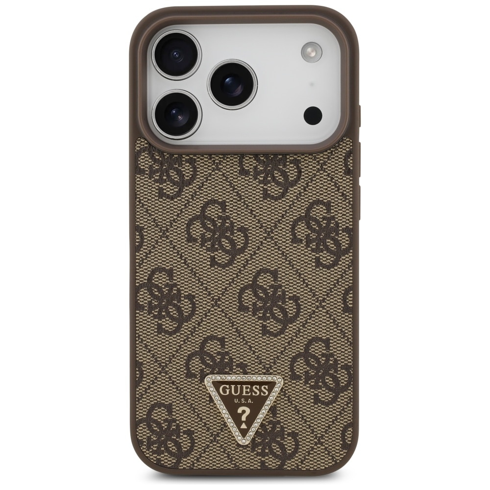 Guess Δερμάτινη Θήκη 4g Triangle Strass Magsafe Για iPhone 17 Pro Καφέ - Image 3