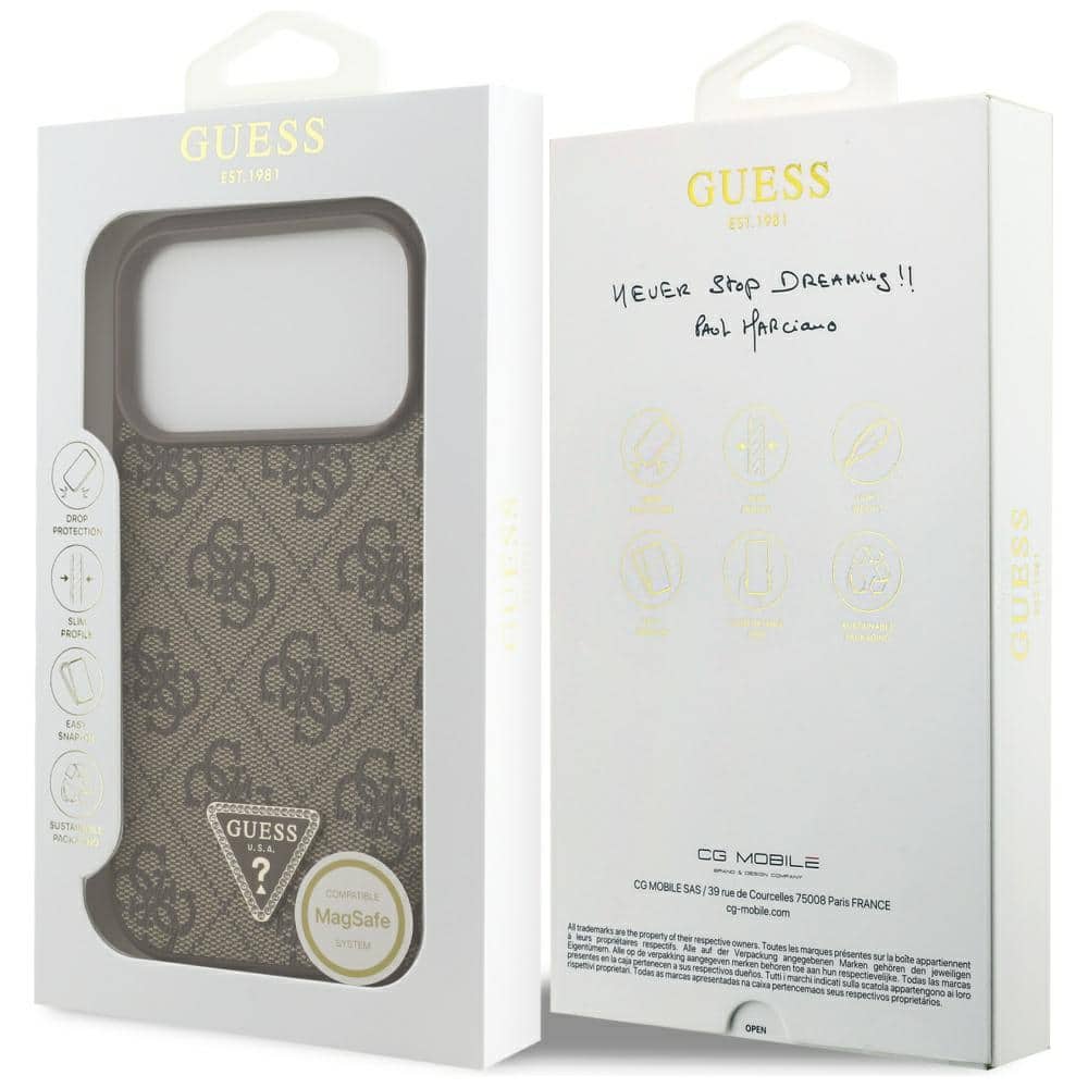 Guess Δερμάτινη Θήκη 4g Triangle Strass Magsafe Για iPhone 17 Pro Καφέ - Image 8