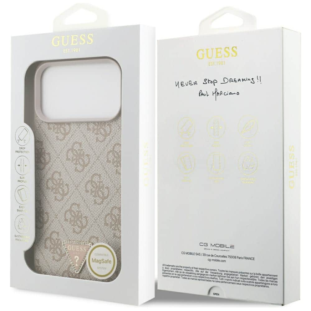 Guess Leather 4G Triangle Strass - θήκη για Apple iPhone 17 Pro Max - Ροζ - Image 8