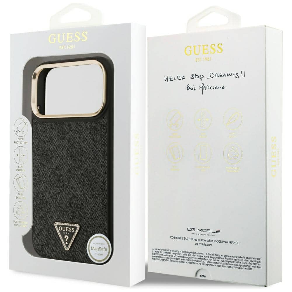 Θήκη Guess 4g Triangle Logo Magsafe Για iPhone 17 Pro Max Μαύρο Χρυσό - Image 8