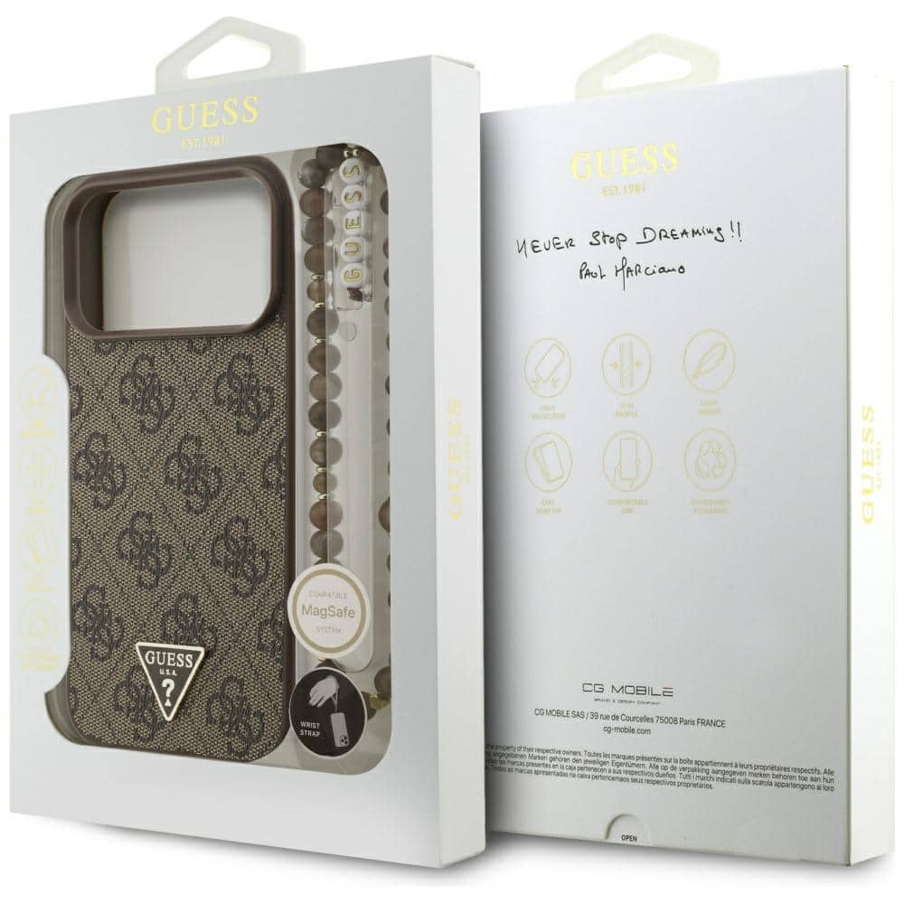 Θήκη Guess 4g Strap Triangle Logo Magsafe Για iPhone 17 Pro Max Καφέ - Image 8