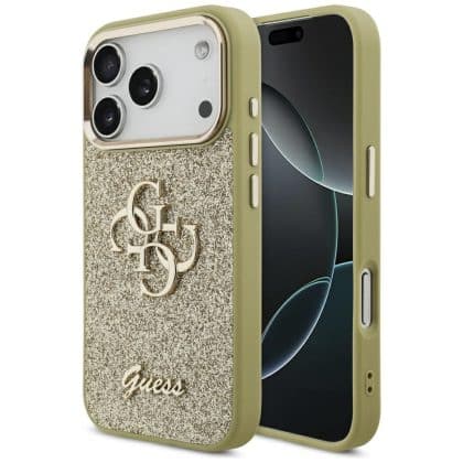 Guess Fixed Glitter Big 4G Metal Frame - θήκη για Apple iPhone 17 Pro - Χρυσό